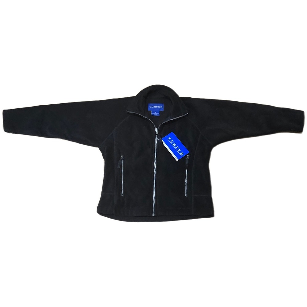 Turfer Sport‎ Youth Fleece Jacket Black Full Zip Mock Neck Soft Warm  Small
